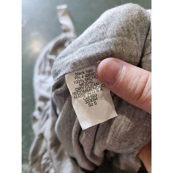 Black Halo grey v neck bubble bottm mini dress sz Small - Picture 3 of 4